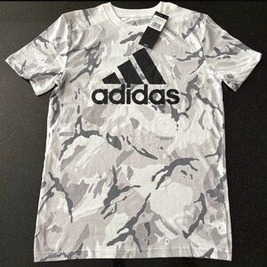 adidas Gray & Black Camo Logo Tee
